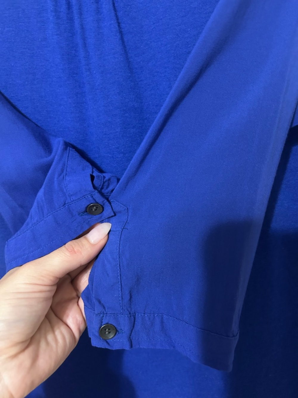 DKNY JEANS Cobalt Blue Rayon Blend 3/4 Sleeve Blouse - Women’s Large - Picture 5 of 7